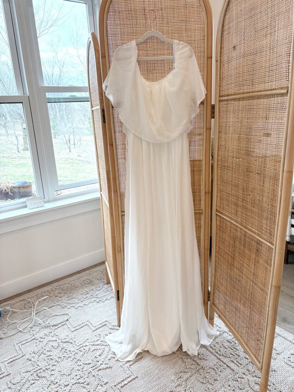 Baltic Born White Maxi Dress with Draped Overlay